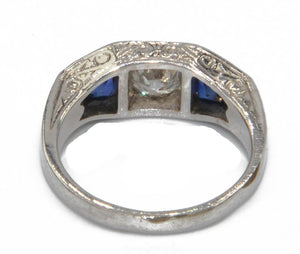 Bague jarretière en or gris diamant et saphirs - adalgyseboutique