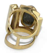Charger l&#39;image dans la galerie, Bague géométrique or jaune ornée d&#39;une agate mousse - adalgyseboutique

