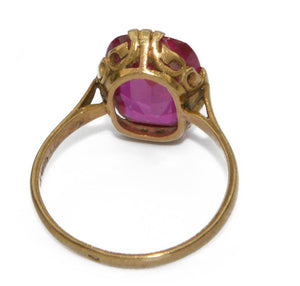 Bague or jaune ornée d'une pierre rouge - adalgyseboutique