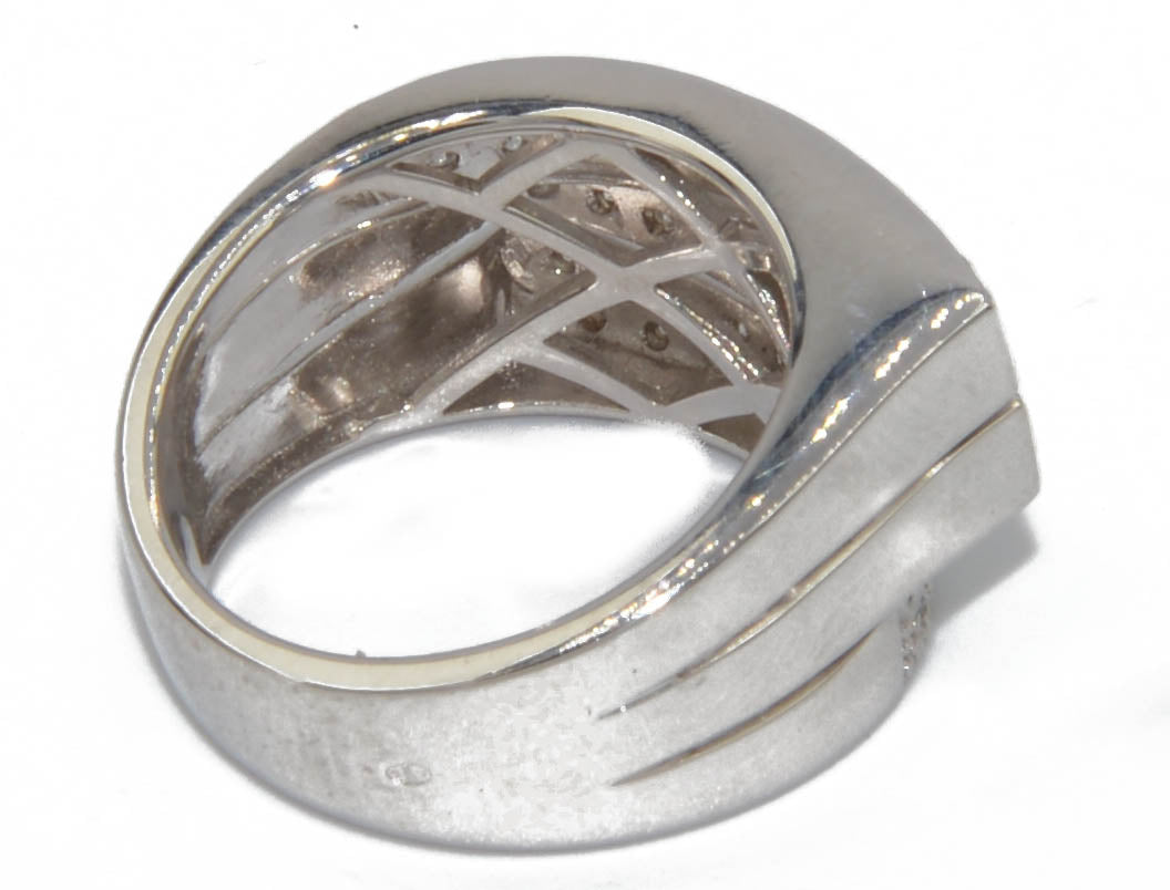 Bague or gris et diamant asymetrique