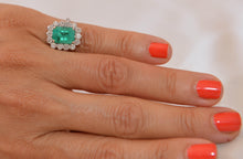 Charger l&#39;image dans la galerie, Bague émeraude et diamants - adalgyseboutique
