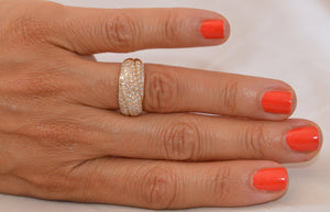 Bague jonc or jaune entièrement pavée de  diamant - adalgyseboutique