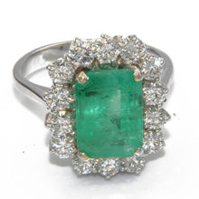 Charger l&#39;image dans la galerie, Bague émeraude et diamants - adalgyseboutique
