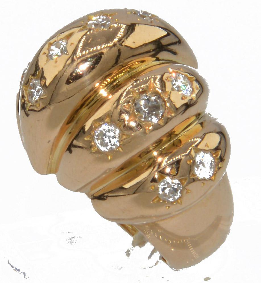 Bague or rose bombée en diamant serti étoile - adalgyseboutique