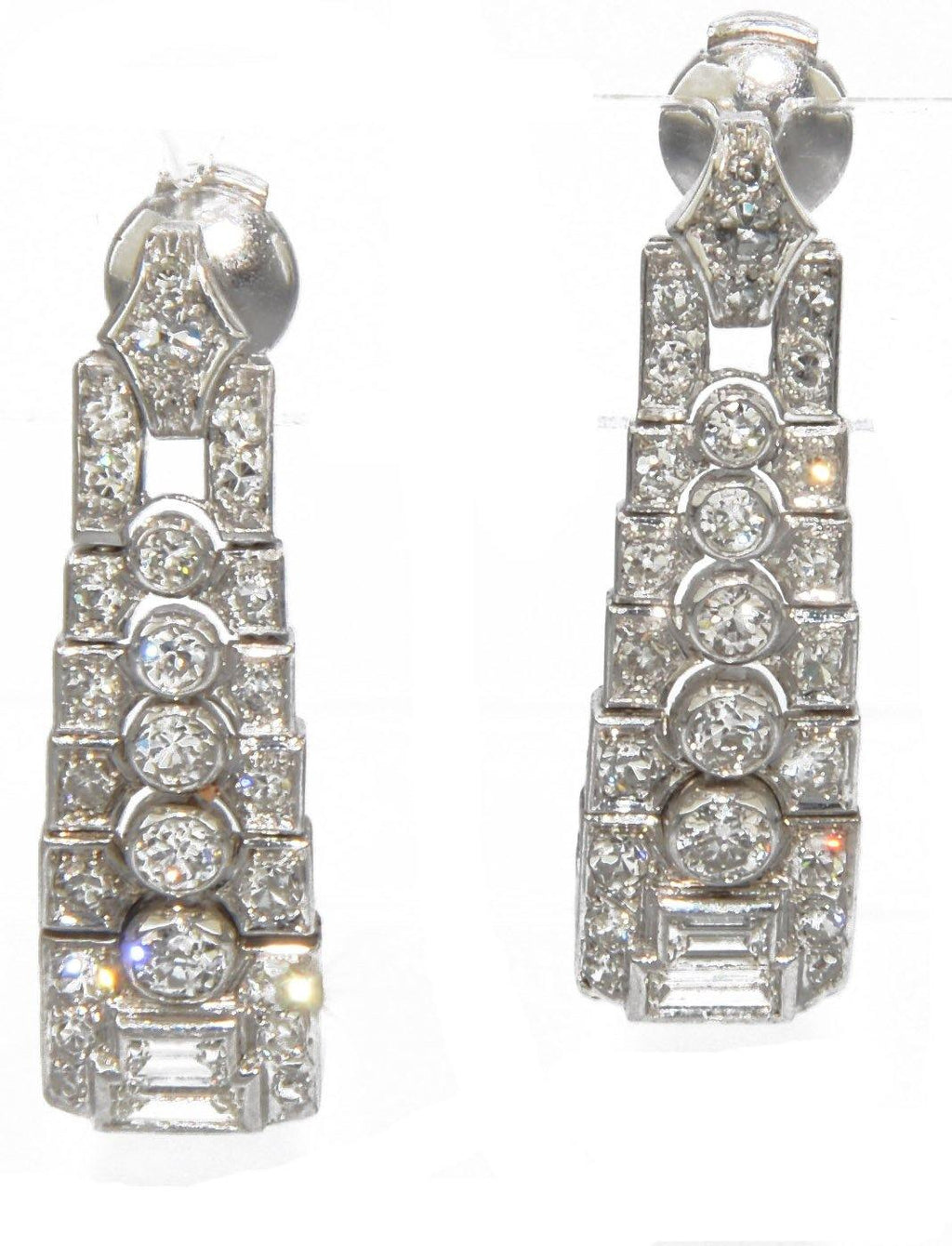 Boucles d'oreilles en platine et diamants - adalgyseboutique