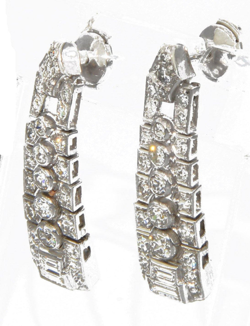 Boucles d'oreilles en platine et diamants - adalgyseboutique