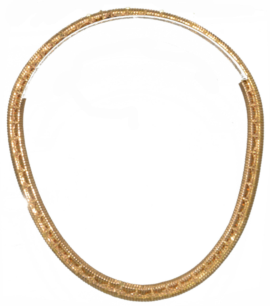 Collier Tubogas des années 1950 en or jaune orné de motifs sur toute la maille - adalgyseboutique