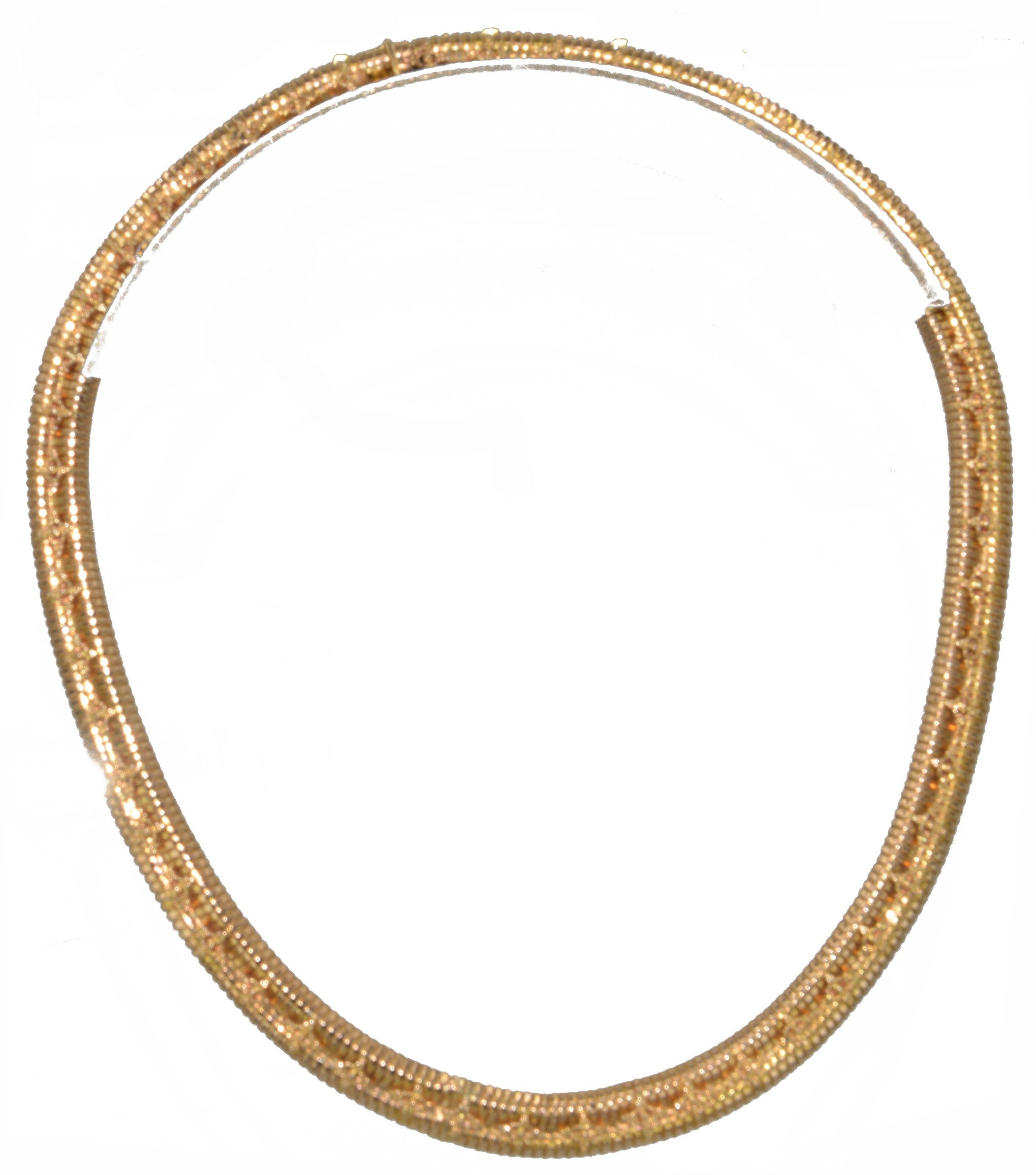 Collier Tubogas des années 1950 en or jaune orné de motifs sur toute la maille - adalgyseboutique