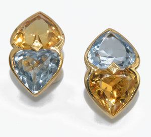 Boucles d'oreilles en or jaune et pierres fines