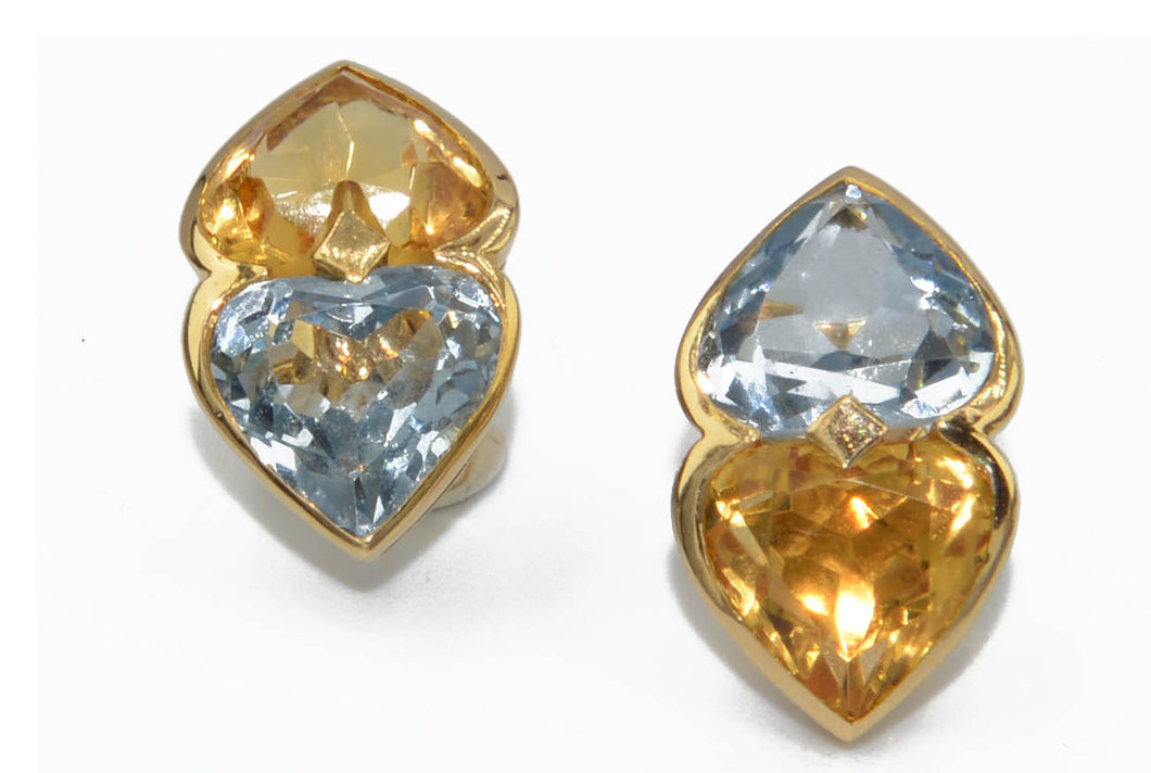 Boucles d'oreilles en or jaune et pierres fines