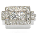 Bague en platine et diamant forme rectangulaire