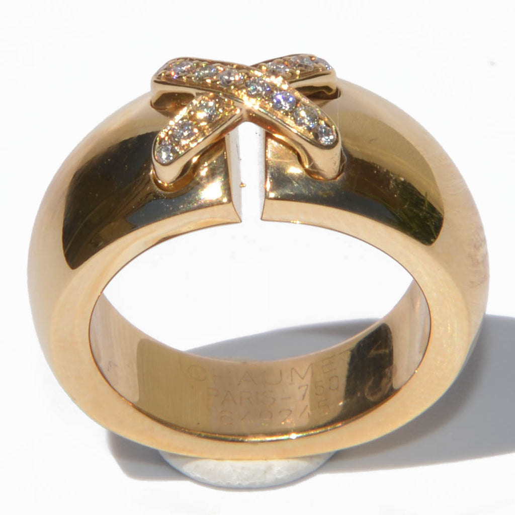 Bague Chaumet or jaune et diamants Doubles liens