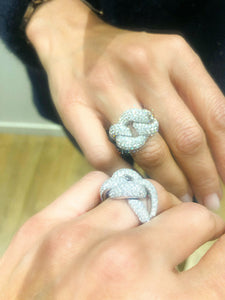 Bague or gris gourmette pavée de diamant