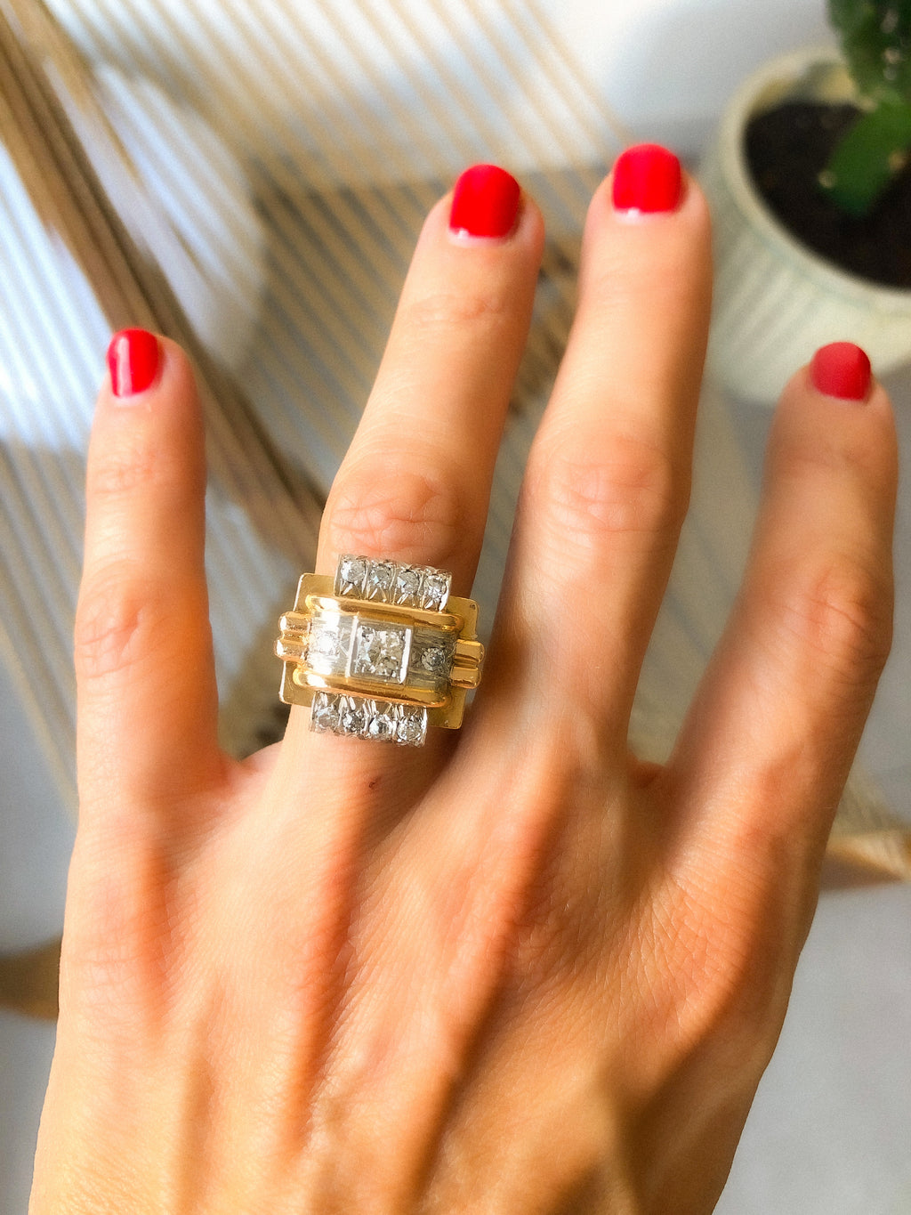 Bague platine et diamant 1950