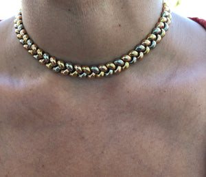 Collier Poiray 3 couleurs d'or modèle Tresse