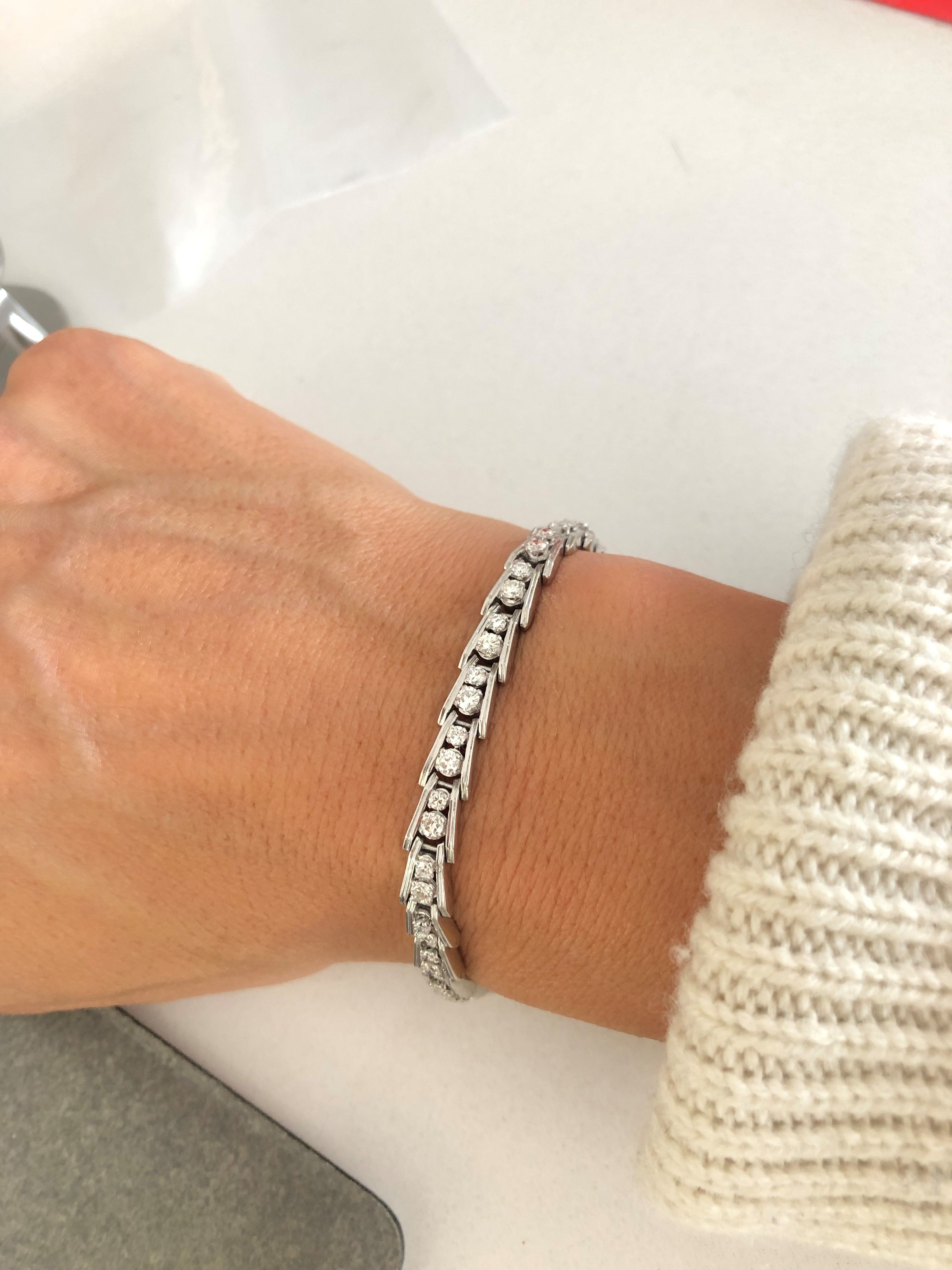 Bracelet riviere en diamant or gris et platine