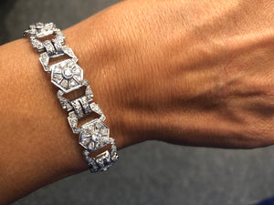 Bracelet or gris et platine au motifs octogonaux