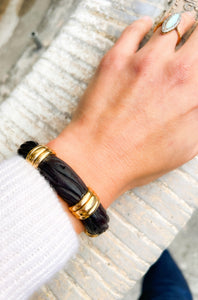 Bracelet jonc OJ Perrin en or jaune et bois d'amourette