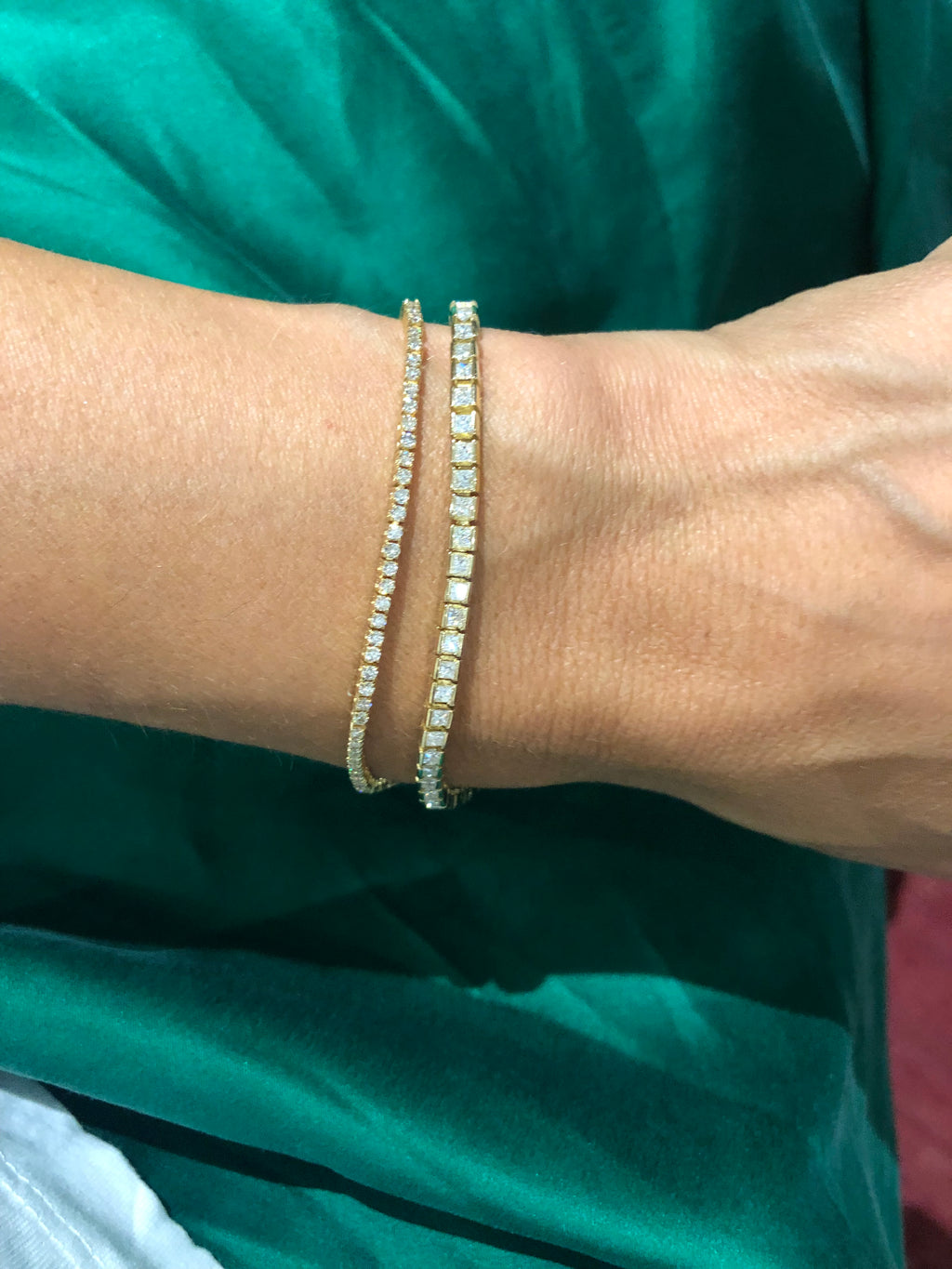 Bracelet riviere en or jaune en diamant princesse