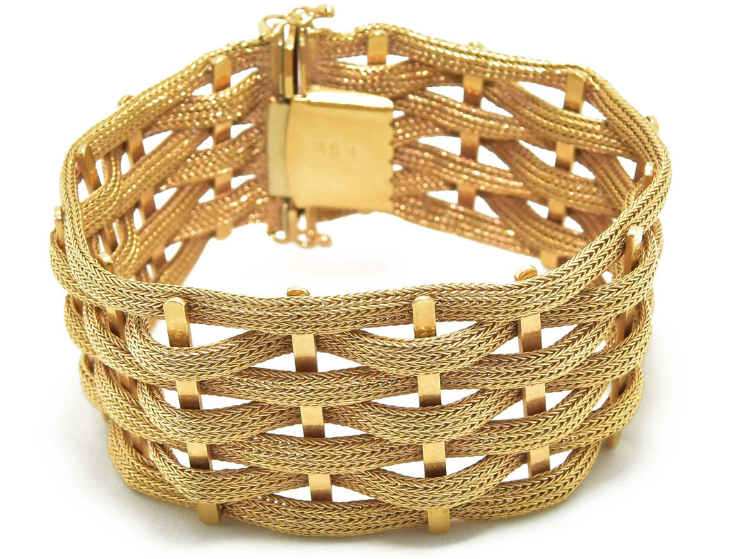 Bracelet en or jaune tissé