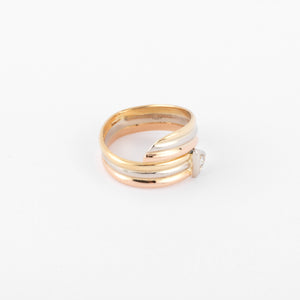 Bague 3 Ors avec un diamant
