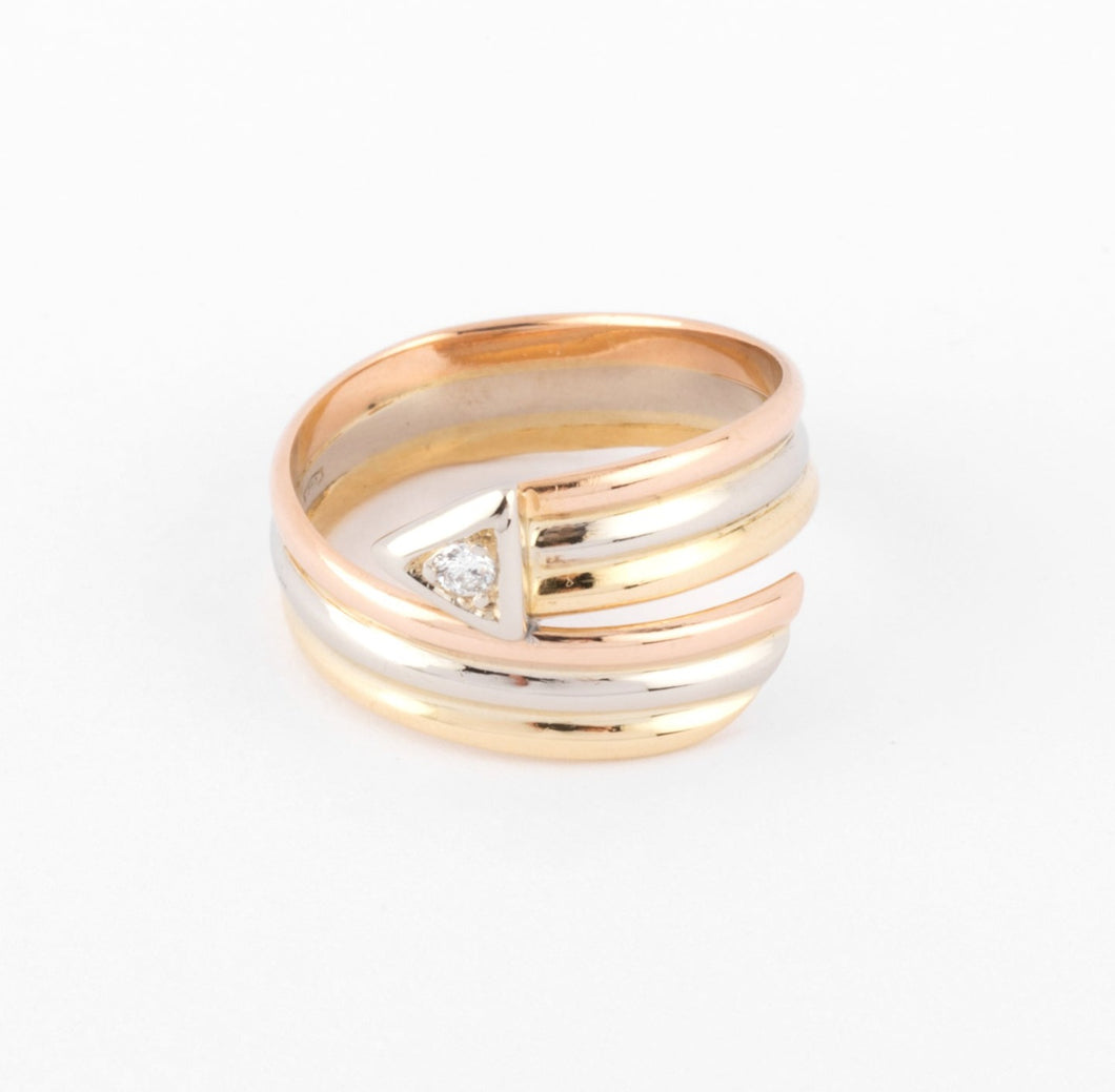 Bague 3 Ors avec un diamant