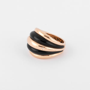 Bague jonc or rose et onyx de la maison Damiani