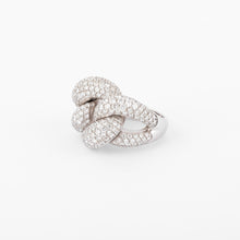 Charger l&#39;image dans la galerie, Bague or gris gourmette pavée de diamant
