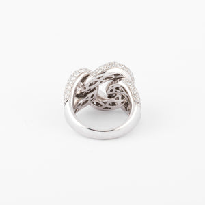 Bague or gris gourmette pavée de diamant