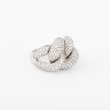 Charger l&#39;image dans la galerie, Bague or gris gourmette pavée de diamant
