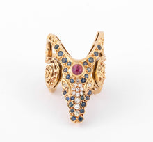 Charger l&#39;image dans la galerie, Bague or jaune tête de crocodile de la maison Lalaounis

