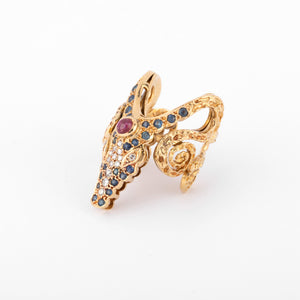 Bague or jaune tête de crocodile de la maison Lalaounis
