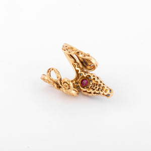 Bague or jaune tête de crocodile de la maison Lalaounis
