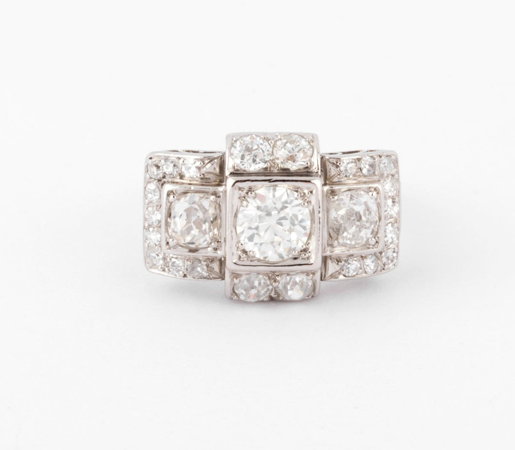 Bague platine et diamants 1930