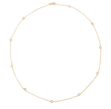 Charger l&#39;image dans la galerie, Collier or jaune intercalé de 9 diamants sur maille forçat en sertis clos.
