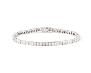 Bracelet ligne en diamant taille princesse sur or gris