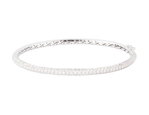 Bracelet jonc en or gris serti de 3 lignes de diamant
