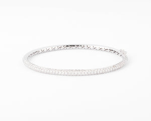 Bracelet jonc en or gris serti de 3 lignes de diamant