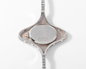 Montre ovale Or gris diamants Chopard année 1970