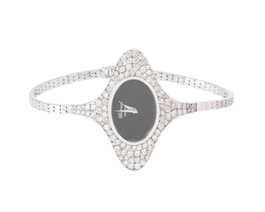 Montre ovale Or gris diamants Chopard année 1970