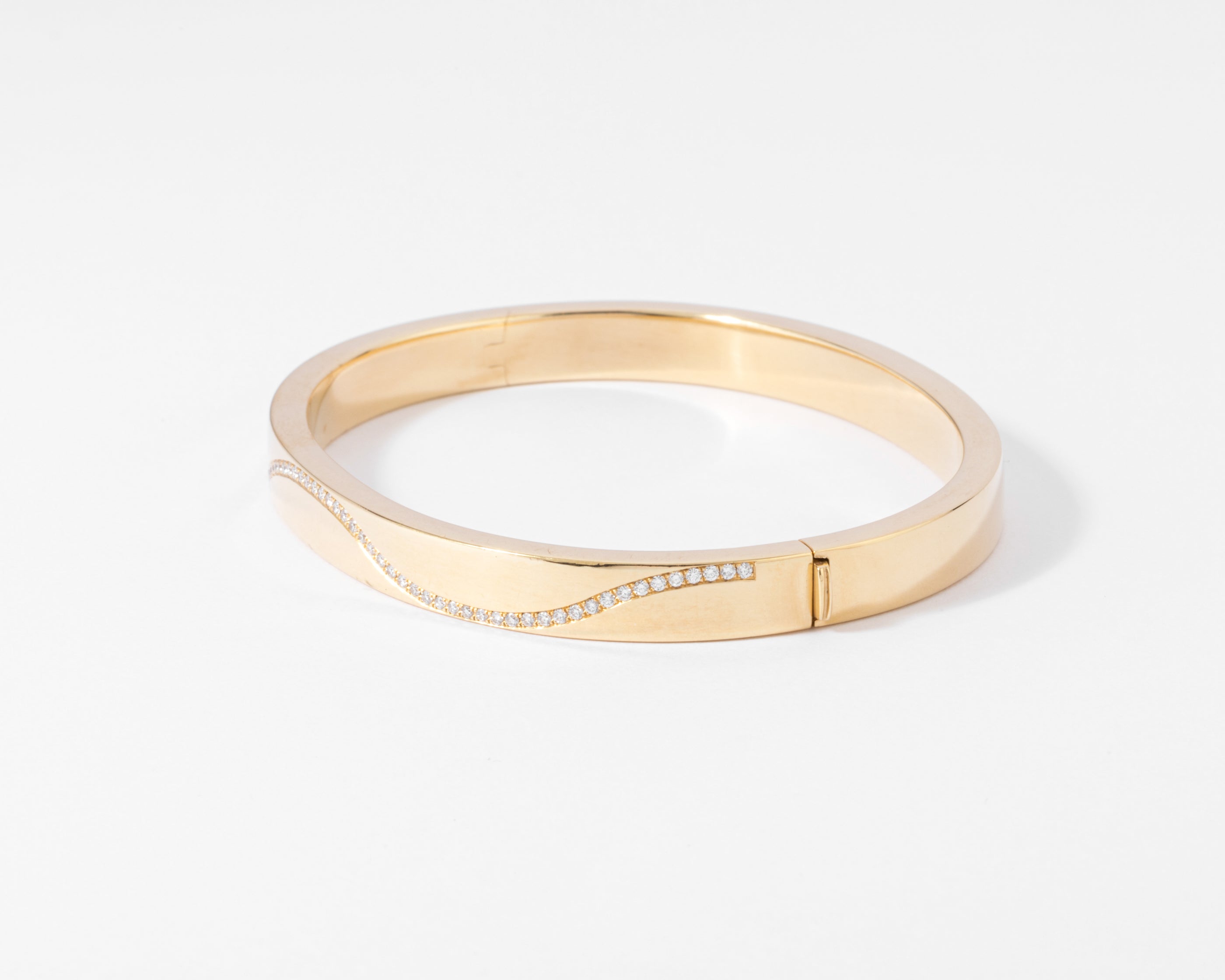 Bracelet jonc ouvrant or jaune et diamant