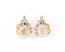 Charger l&#39;image dans la galerie, Paire de boucles d&#39;oreilles or jaune saphirs et diamants
