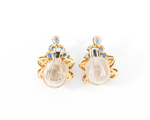 Paire de boucles d'oreilles or jaune saphirs et diamants