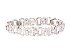Bracelet or gris et platine au motifs octogonaux