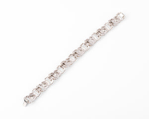 Bracelet or gris et platine au motifs octogonaux